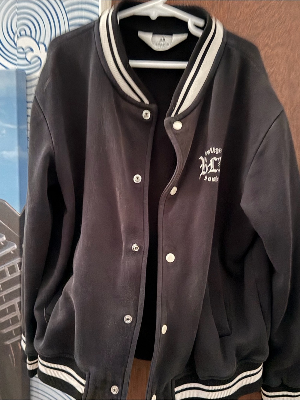 H&M Kids Black Varsity Jacket with Stripe Trim